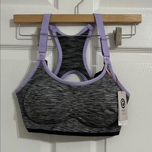 Bravado Heathered Gray and Lavender Sports Bra